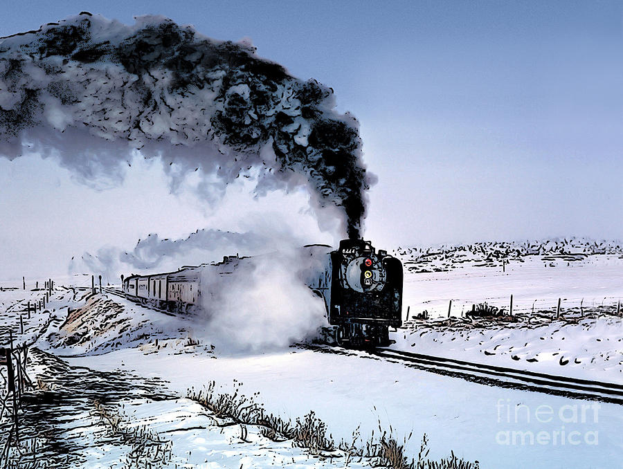 Union Pacific 8444 Steam Locomotive in the Snow Photograph by Wernher Krutein