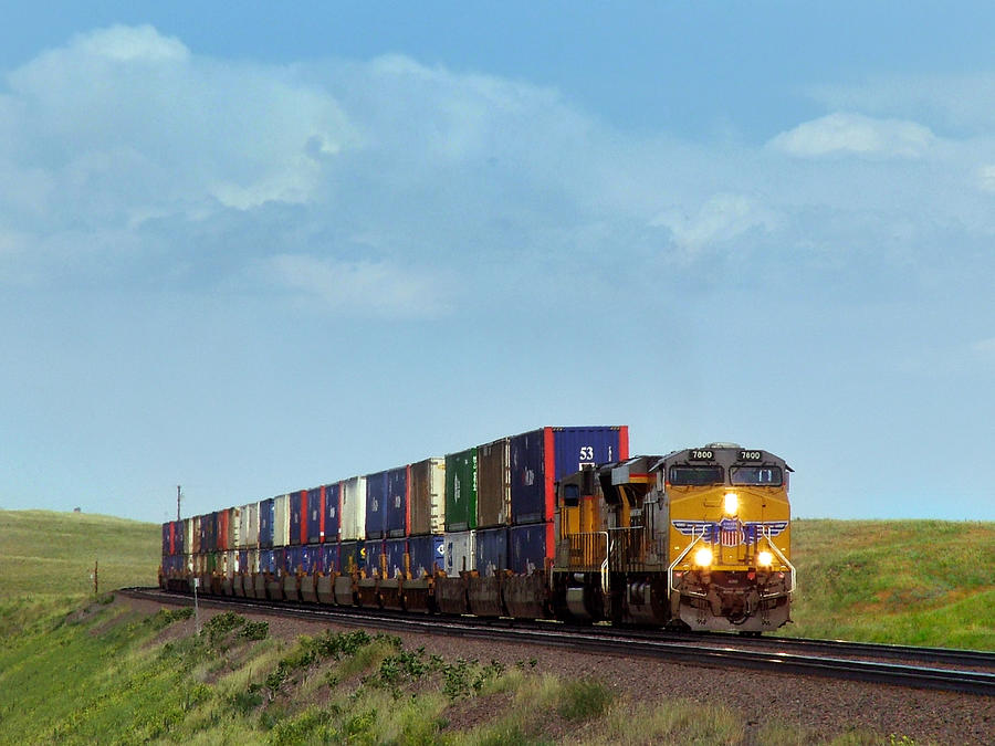 Union Pacific Photograph - Union Pacific Container Train Bound for the Pacific Coast by Ken Smith