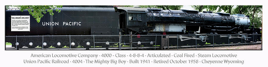 Union Pacific Railroad Big Boy Steam Locomotive Pan 01 Text Photograph by Thomas Woolworth