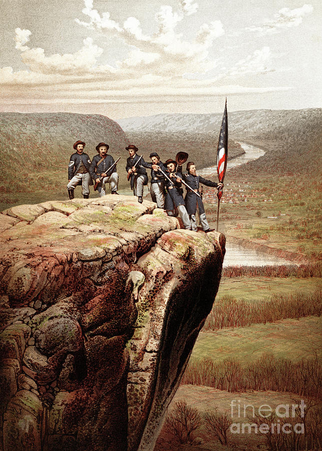 Platoon Movie Painting - Union Soldiers on Lookout Mountain, Tennessee by James Fuller Queen