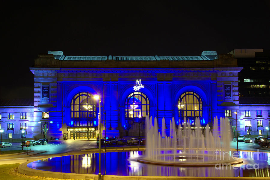 Union Station and Fountain in Blue Photograph by Jean Hutchison