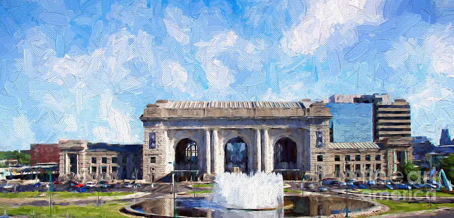 Old Photograph - Union Station Kansas City Painterly by Andee Design