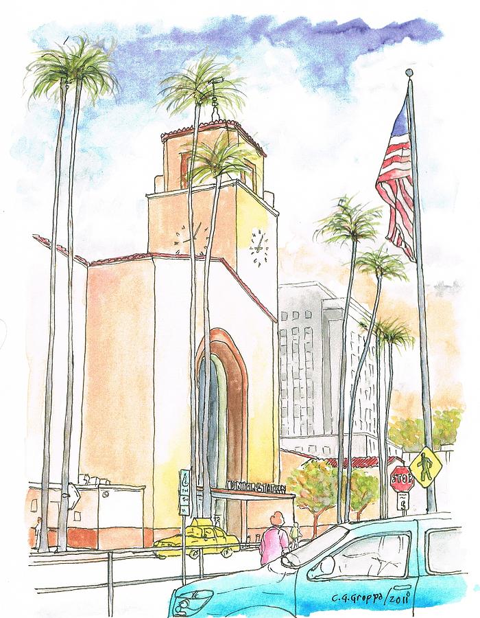Los Angeles Painting - Union Station, Los Angeles, California by Carlos G Groppa