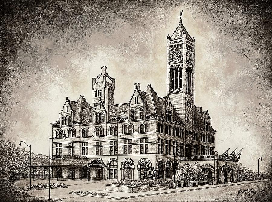 Union Station mixed media Drawing by Janet King