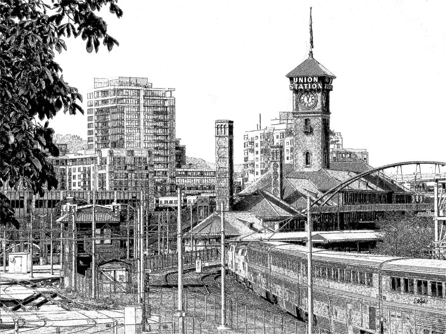 Union Station Portland - ORE114335 Drawing by Dean Wittle