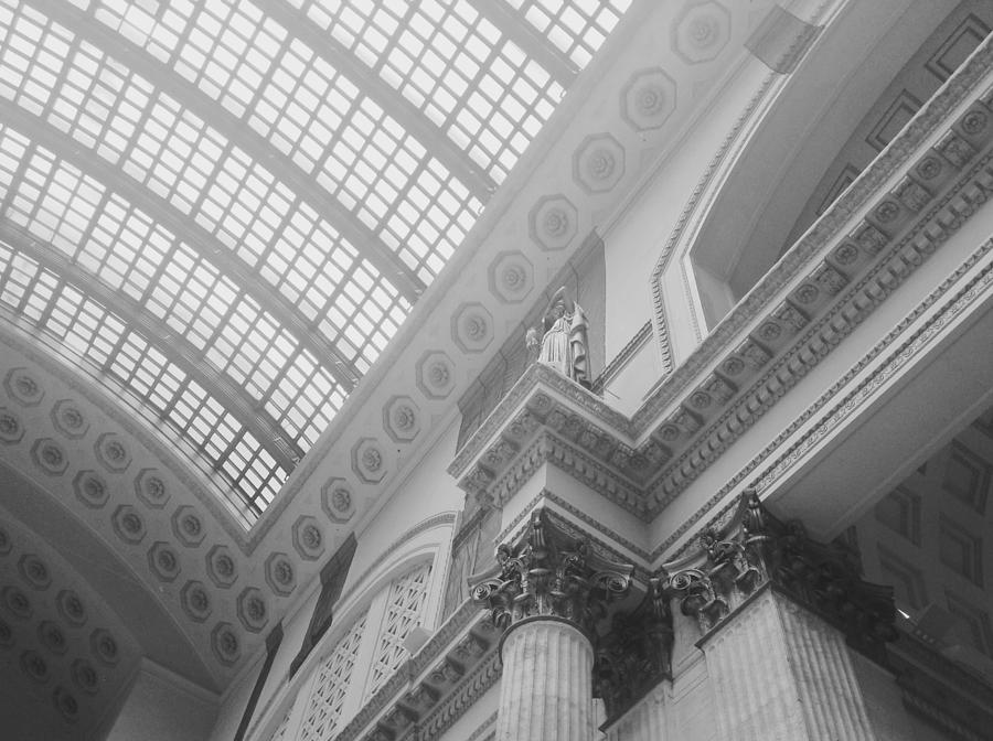 Union Station Sky Dome Black and White Photograph by Jacqueline Manos