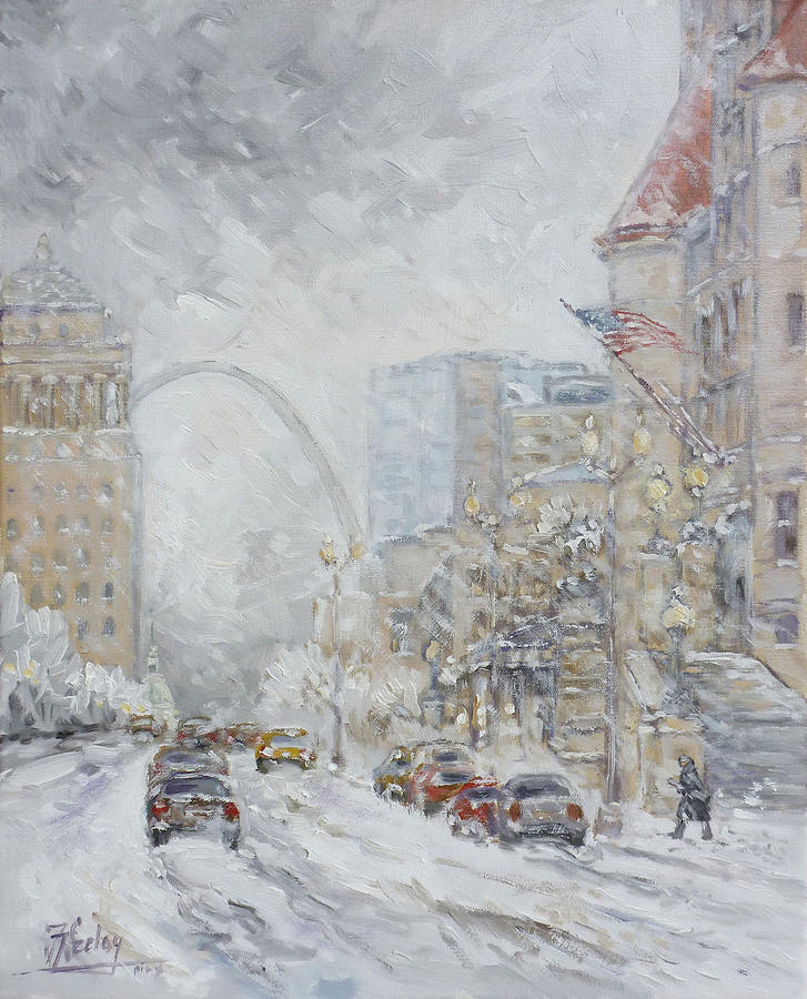 Union Station, St.Louis - Winter Storm Painting by Irek Szelag