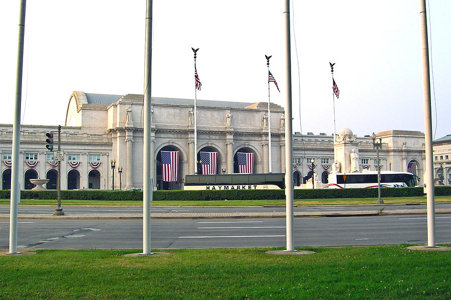 Flag Photograph - Union Station Washington DC by Douglas Barnett