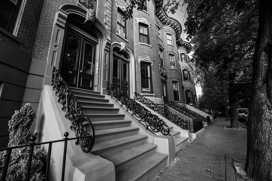 Union Street South End Union Park Browstones Boston MA Black and White Photograph by Toby McGuire