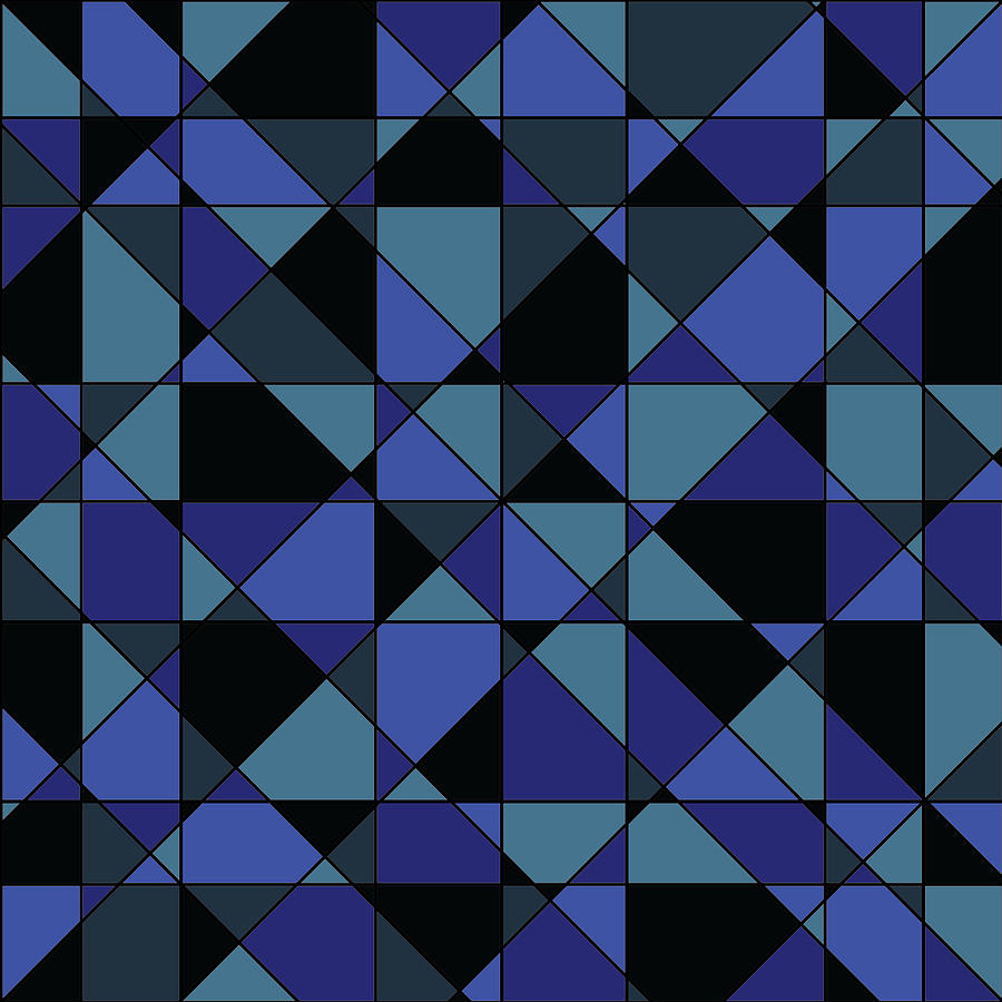 Unique Bold Hip Blue Cyan Grey Black Geometric Pattern Digital Art