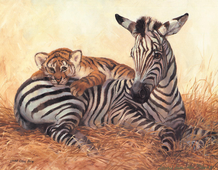 Baby Tiger Painting - Unique Friendsip by Laurie Snow Hein