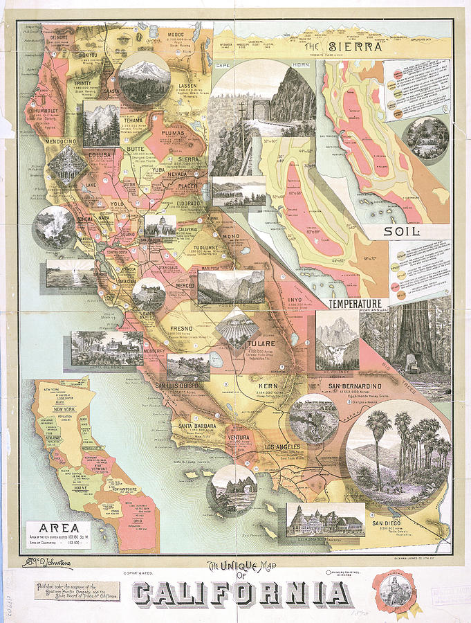 Unique Map Of California 1890 Photograph by Ricky Barnard - Fine Art ...