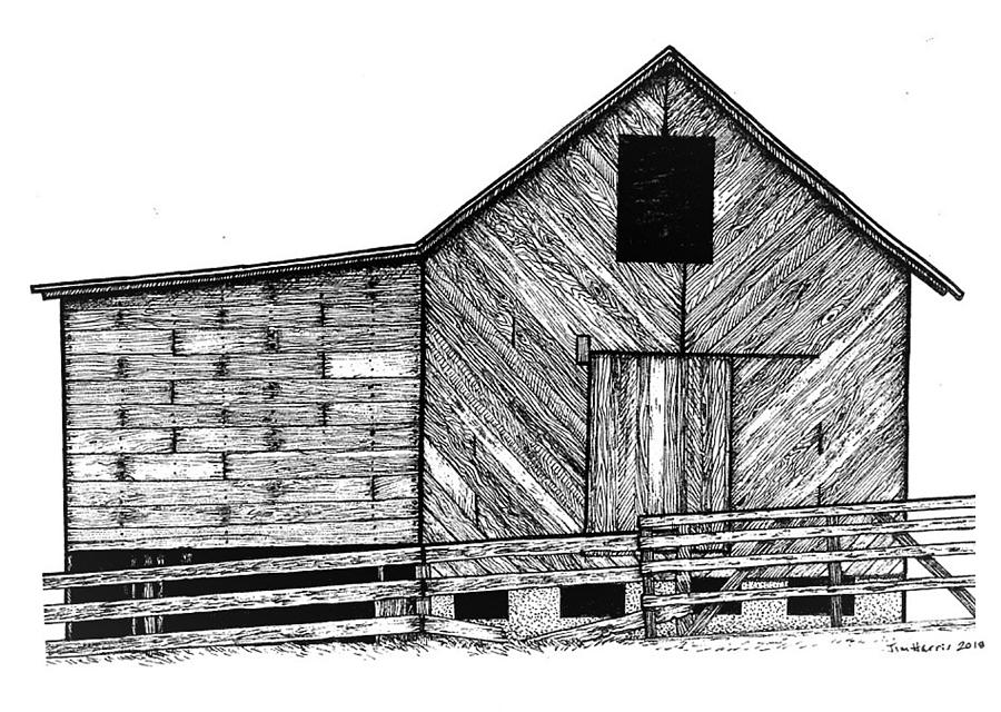 Unique Old Barn Drawing
