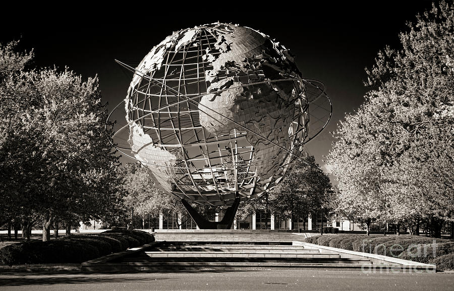 Architecture Photograph - Unisphere NY Worlds Fair 1964 Sepia  by Chuck Kuhn