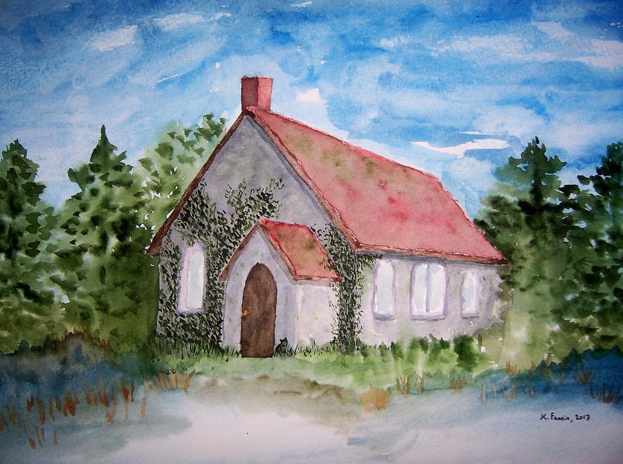 Unitarian Church Painting by B Kathleen Fannin