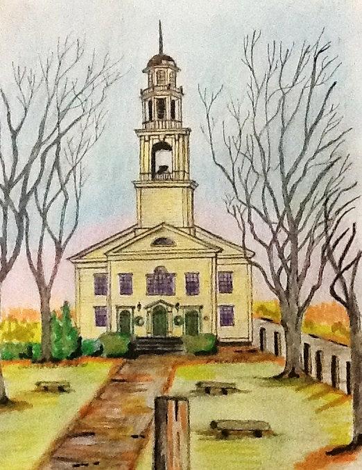 Unitarian Church Gloucester Drawing by Paul Meinerth