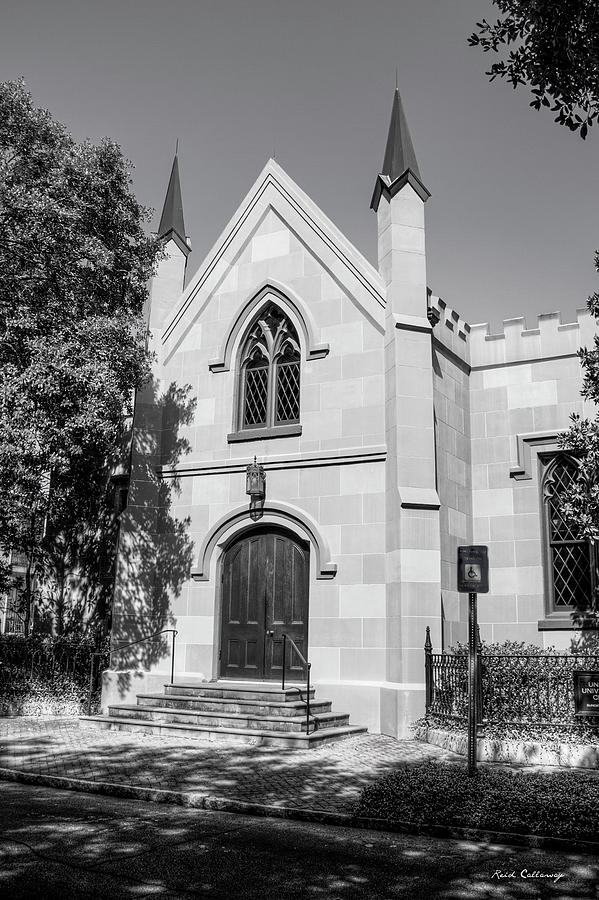 Unitarian Universalist Church of Savannah BW Photograph by Reid Callaway