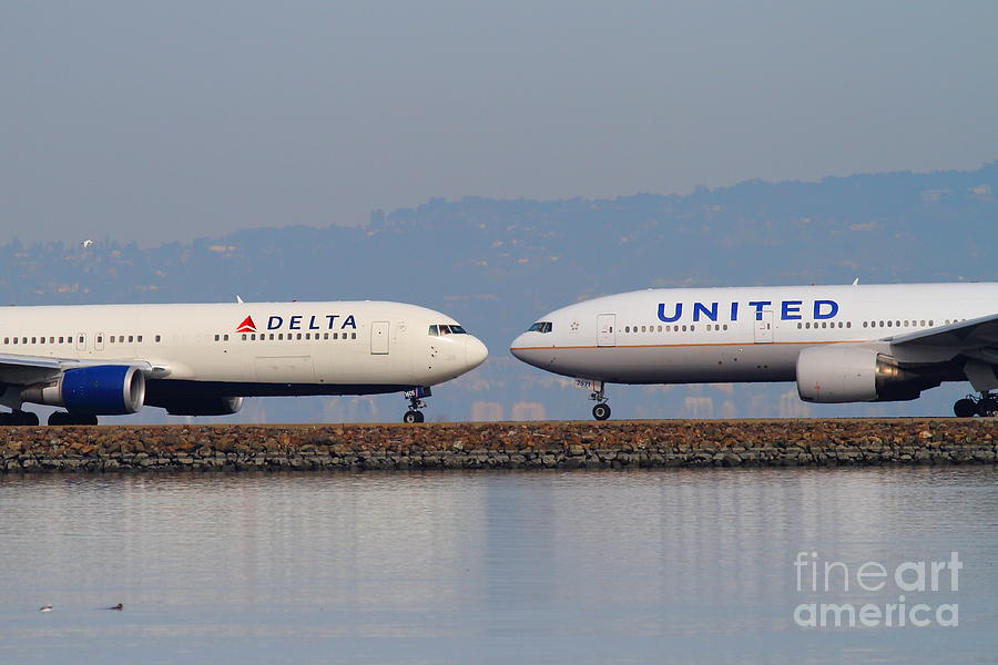 United Airlines And Delta Airlines Jet Airplane At San Francisco International Airport SFO . 7D12091 Photograph by Wingsdomain Art and Photography