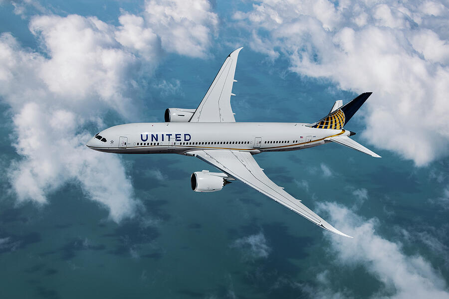 United Airlines Dreamliner Digital Art by Erik Simonsen