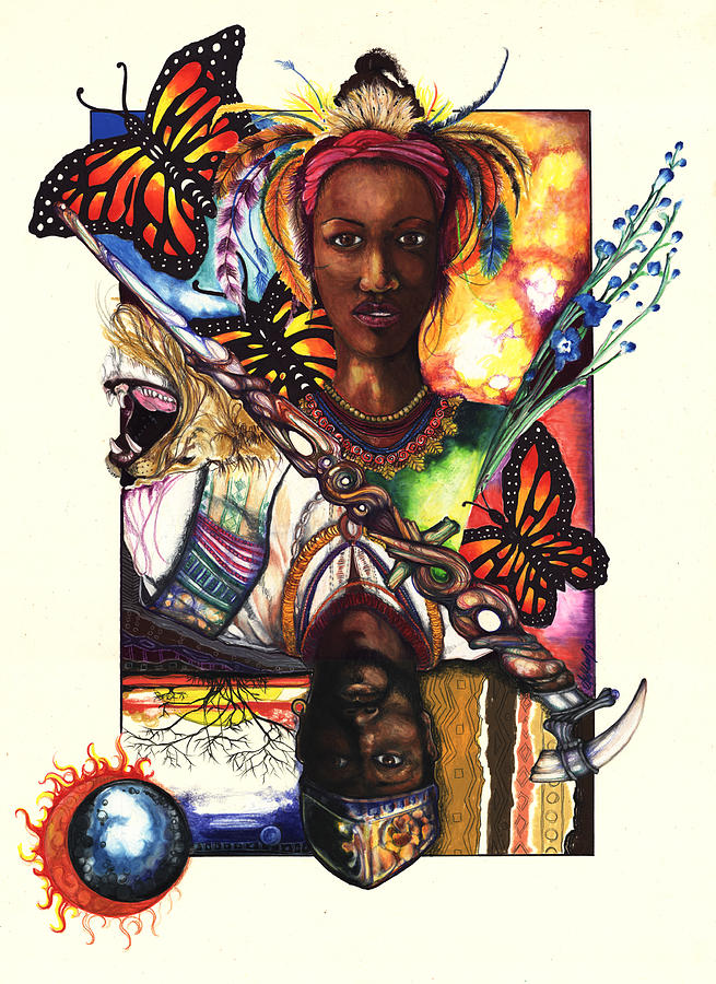 Butterfly Drawing - United by Anthony Burks Sr