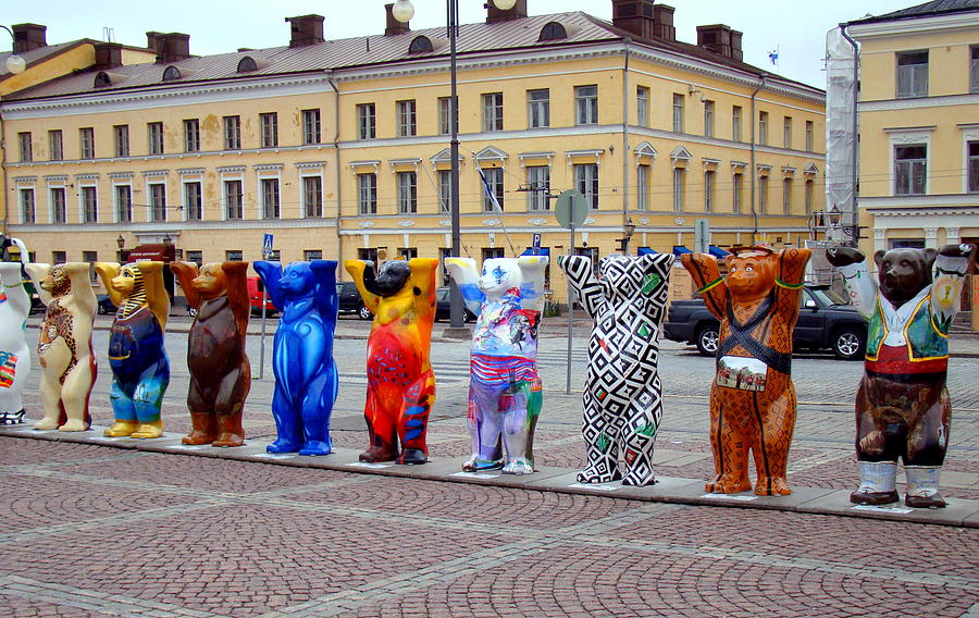 United Buddy Bear Statues At Helsinkis Senate Square Photograph by Rick Rosenshein