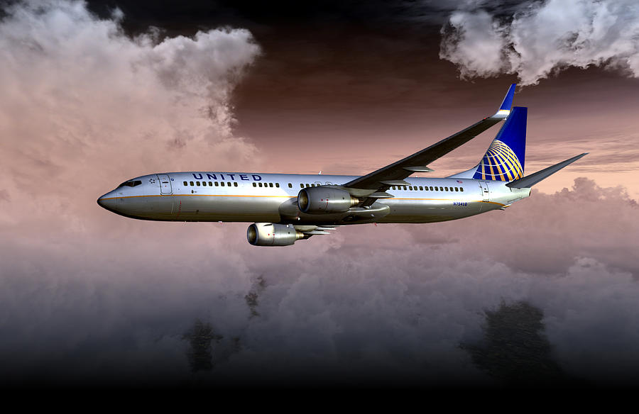 United Continental 737 NG 01 Digital Art by Mike Ray
