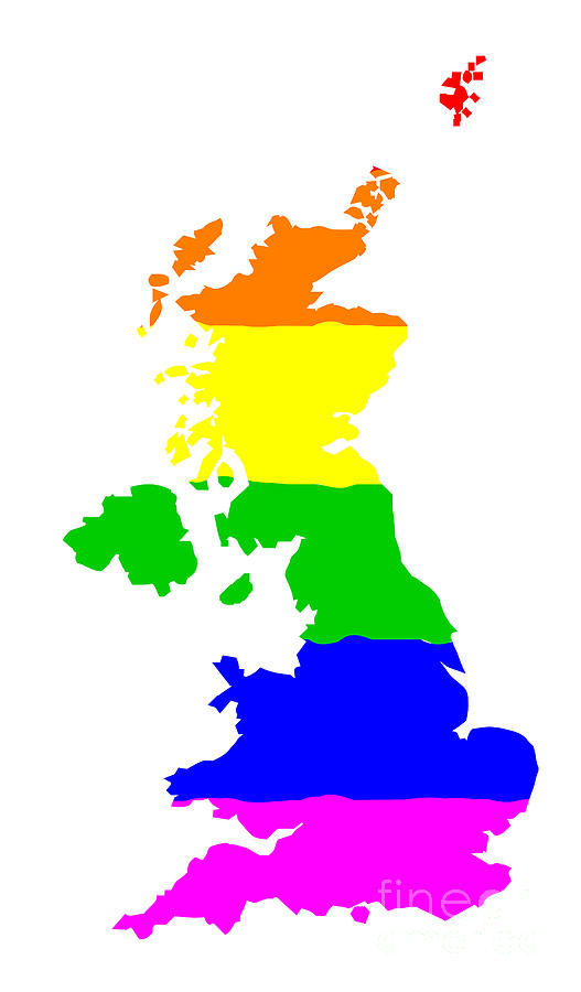 Map Digital Art - United Kingdom Gay Pride Flag by Bigalbaloo Stock