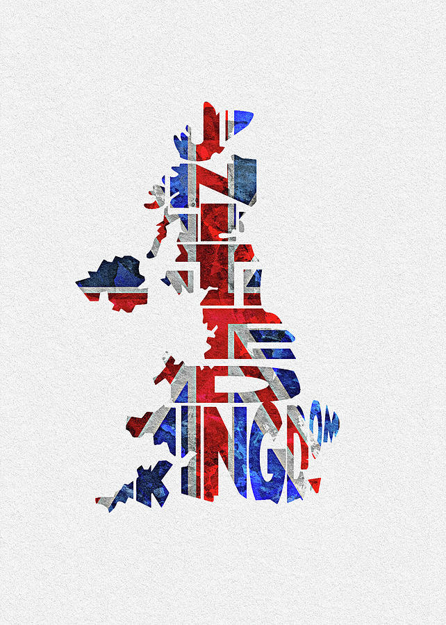 Typography Digital Art - United Kingdom Typographic Kingdom by Inspirowl Design