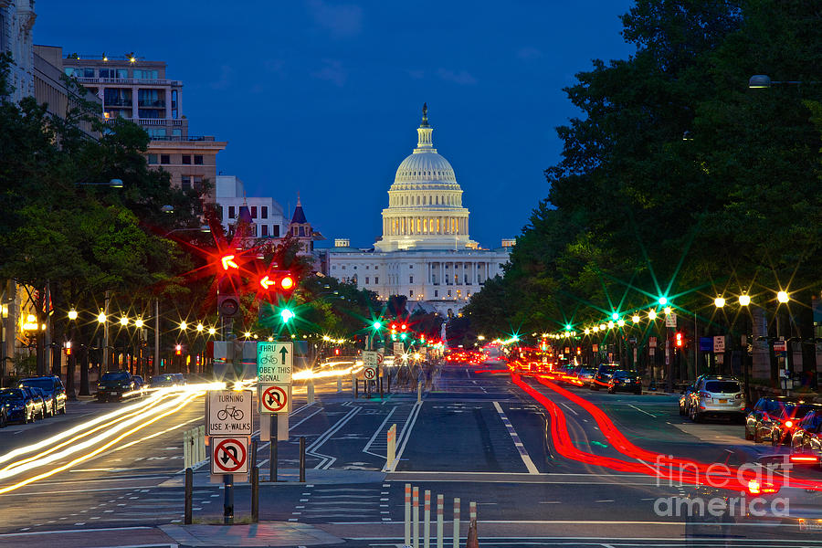 United States Capitol along Pennsylvania Avenue in Washington, D.C.   Photograph by Sam Antonio