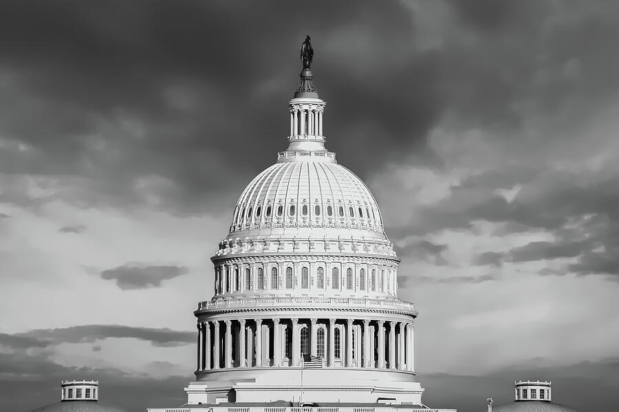 Black And White Photograph - United States Capitol Building - Washington D.C. - Black and White by Gregory Ballos