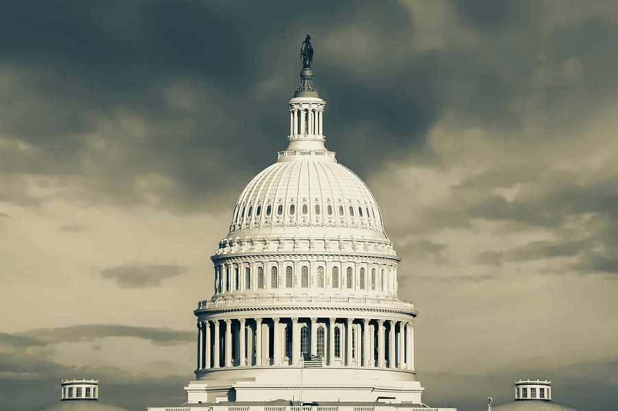 Sunset Photograph - United States Capitol Building - Washington D.C. - Sepia 2 by Gregory Ballos