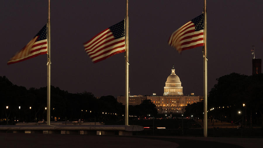 United States Capitol Flags Washington Photograph by Lawrence S Richardson Jr