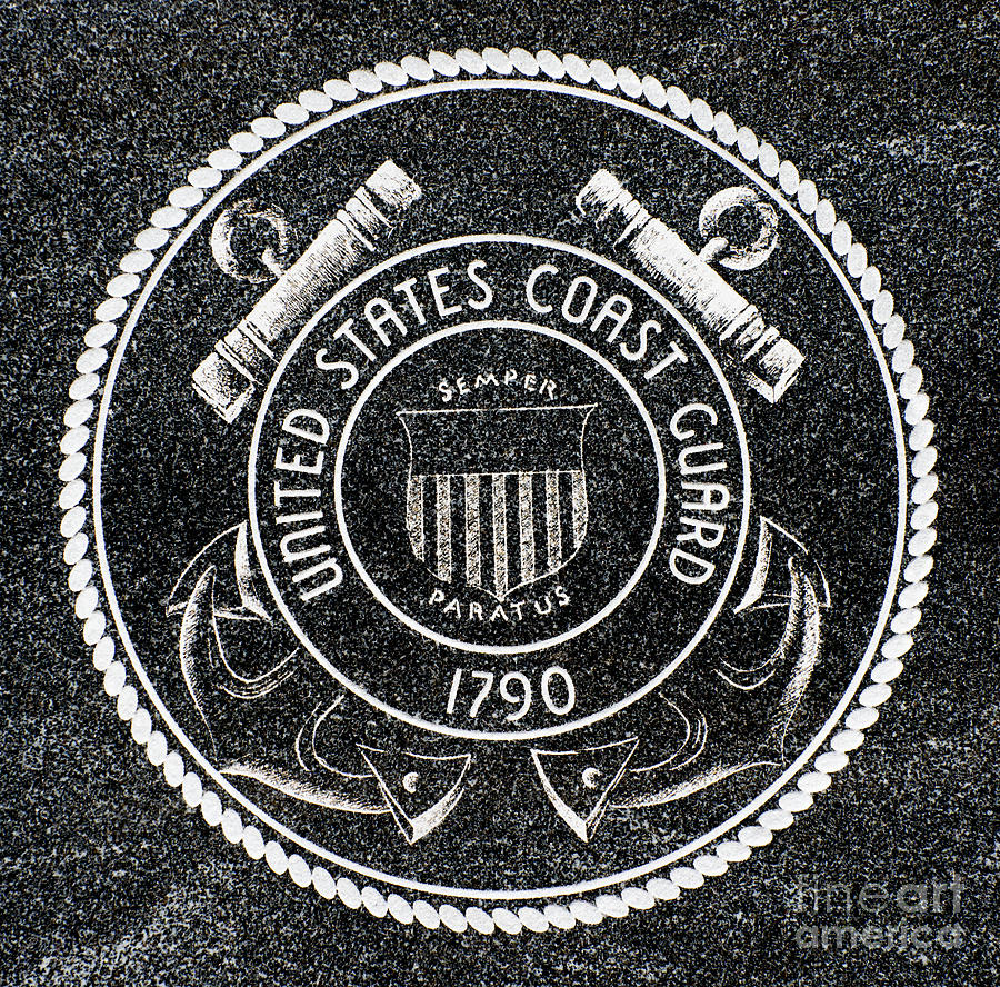 United States Coast Guard Emblem Polished Granite Photograph by Gary Whitton