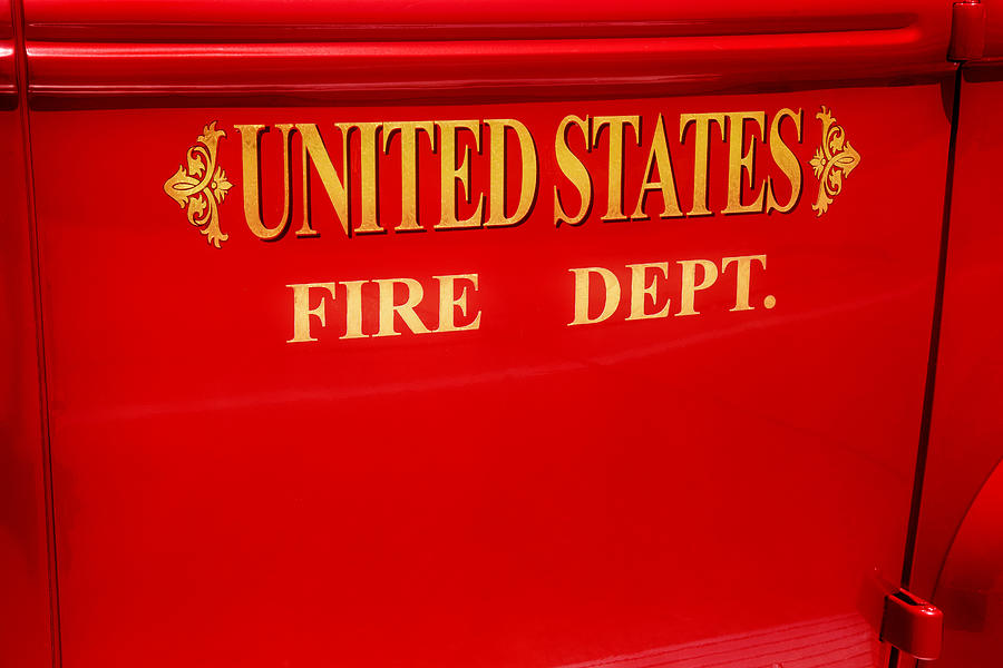 Firetruck Photograph - United States Fire Department Engine by Toni Hopper
