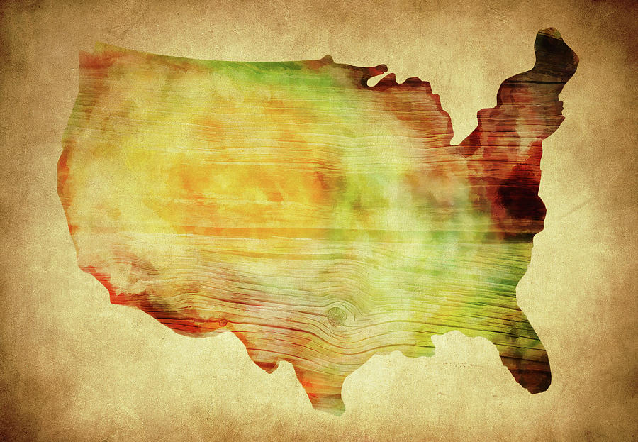 United States Map Bronze Photograph