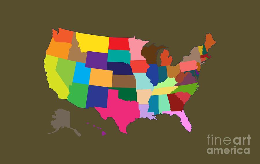 United States Map Digital Art By Frederick Holiday Fine Art America United States Map Frederick Holiday