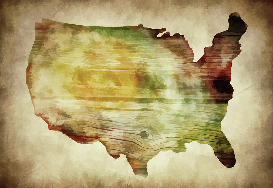 United States Map Wooden Photograph by Athena Mckinzie