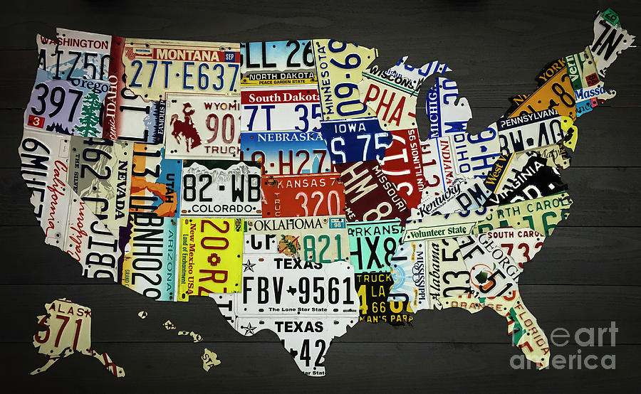 License Plate Map of United States Photograph by Dale Powell