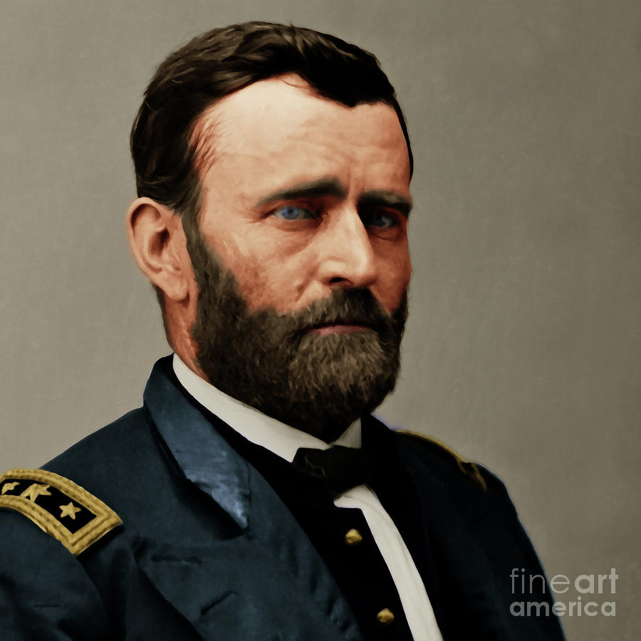 United States of America President General Ulysses S Grant 20170521 painterly style square Photograph by Wingsdomain Art and Photography