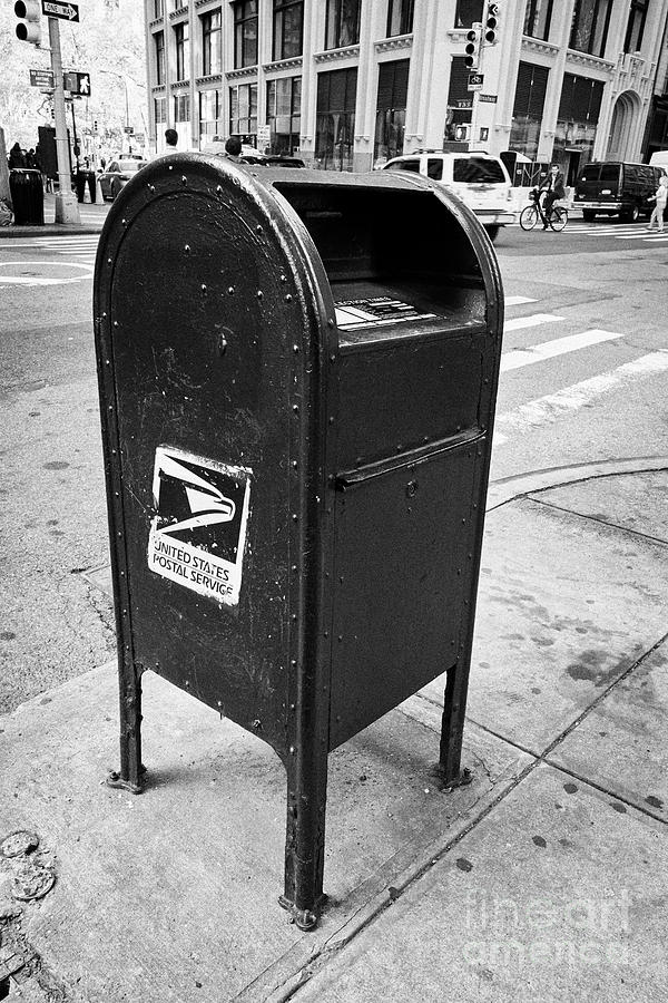 united states postal service blue dropbox post box New York City USA ...