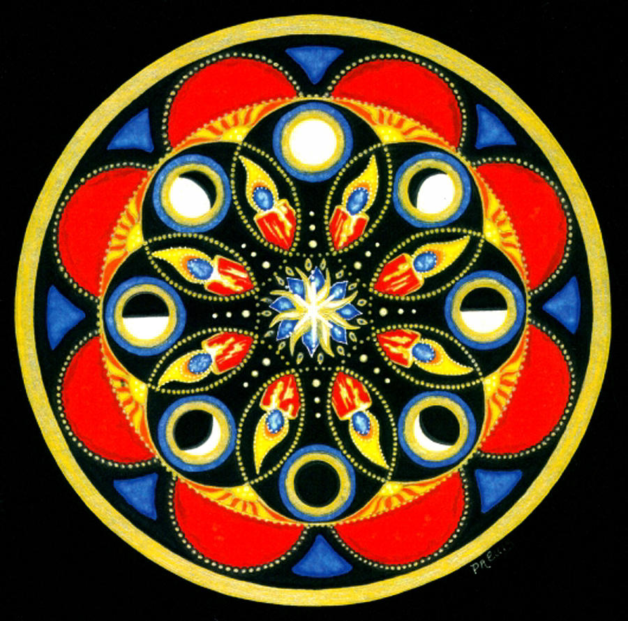 Phases Of The Moon Painting - UNIVERSAL LIGHT Mandala by Pam Ellis Phases Of The Moon Painting - UNIVERSAL LIGHT Mandala by Pam Ellis