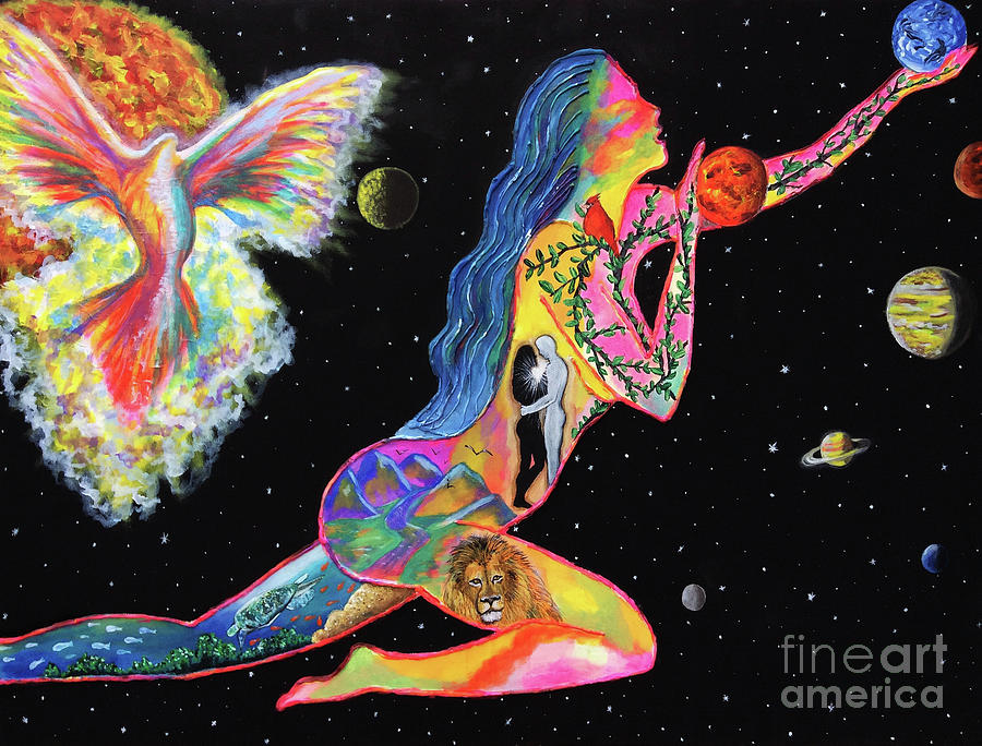 Phoenix Painting - Universal Love by Jacqueline Melendez