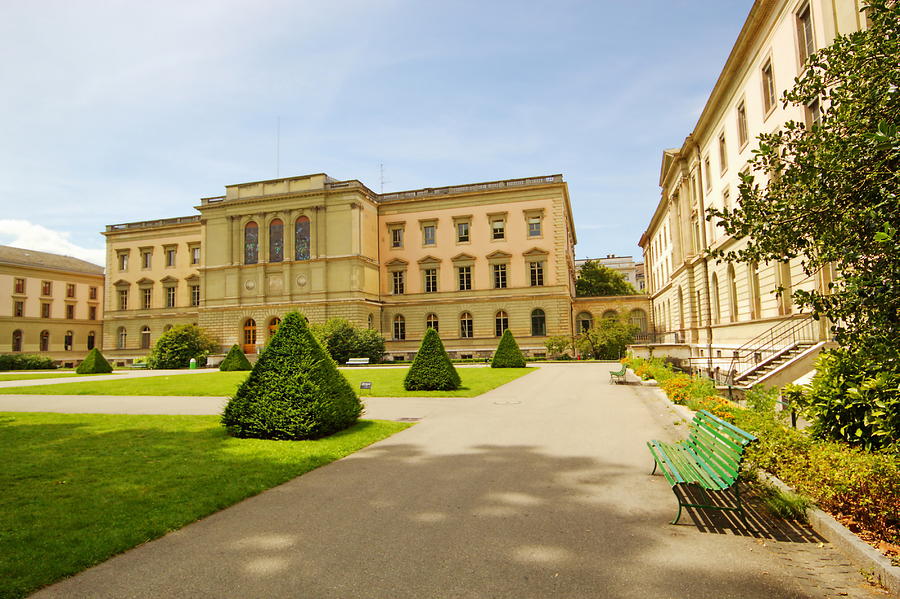 University of Geneva building in the Bastions park, Switzerland. Photograph by Elenarts - Elena Duvernay photo