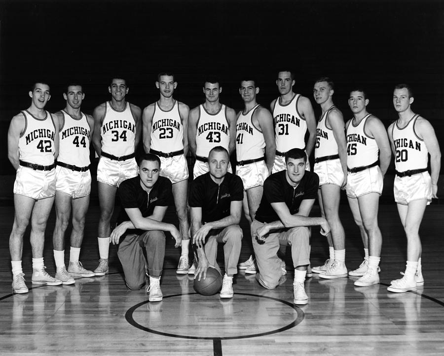 Vintage Photograph - University of Michigan Basketball Team 1960-61 by Mountain Dreams