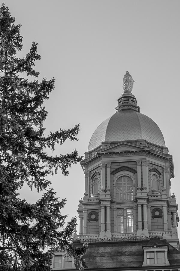 University of Notre Dame Dome Black and White  Photograph by John McGraw