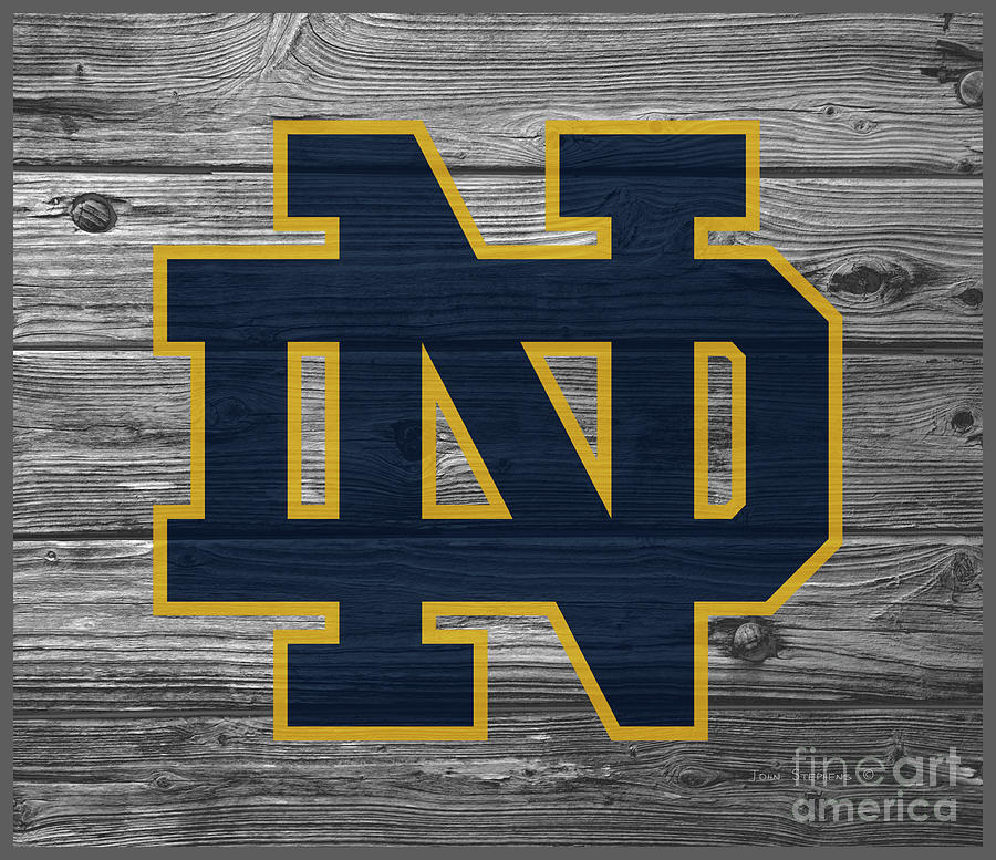 University of Notre Dame Fighting Irish Logo On Weathered Wood Digital