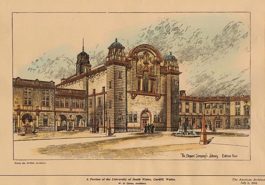 Architecture Painting - University of South Wales Cardiff Wales 1904 by William Caroe