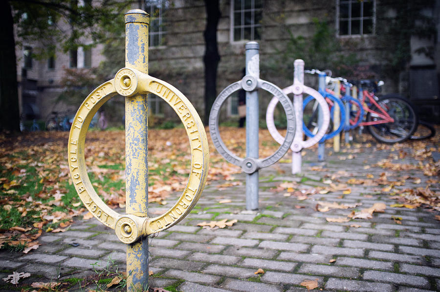 Bicycle Photograph - University of Toronto Bike Post and Ring by Tanya Harrison