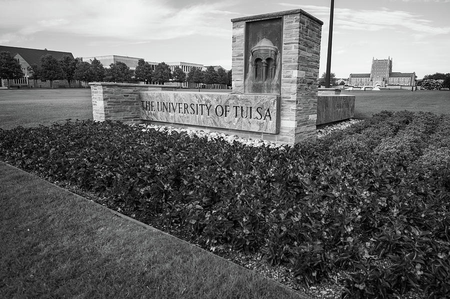 Tulsa Photograph - University of Tulsa Landscape - Black and White by Gregory Ballos