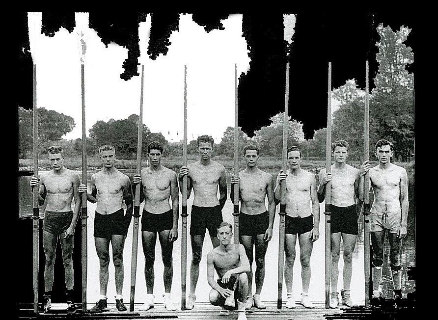 University of Washington rowing team Olympics Berlin 1936 color added